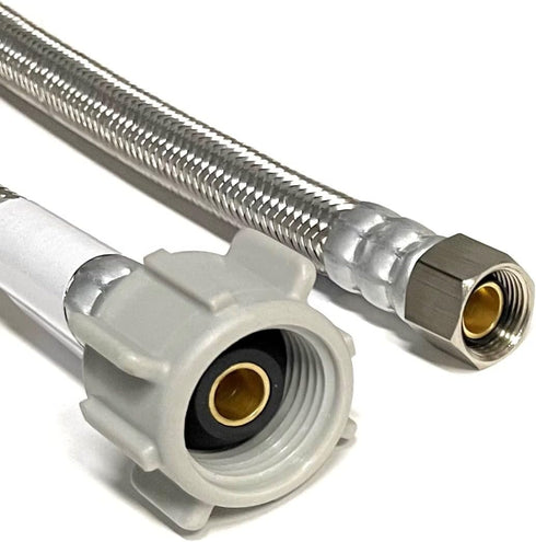 Toilet Water Supply Connector Line Braided Stainless Steel, Toilet Supply Line - 3/8 Female Compression Thread x 7/8 Female Ballcock Thread (4, 16 inch)