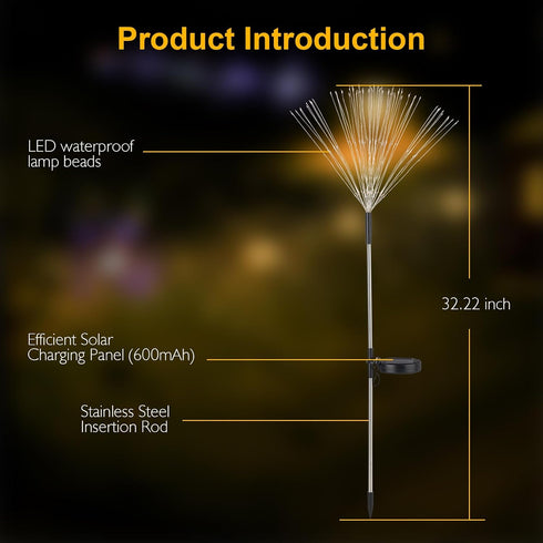 150 8 (2 Pack 300LED) SUNNEST Solar Lights Outdoor, LED Firework Light with Modes Solar Garden Light for Yard Outside