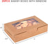 VGOODALL 20PCS snack Cookie Boxes with Window, 7"x4.3"x1.5" Brown Bakery Boxes Treat Bakery Cake Boxes for Macaron Chocolate Dessert Wedding Birthday Party Bridal Showers