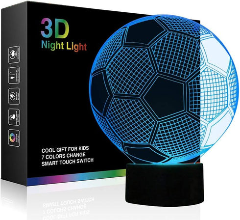 Wiscky Soccer Night Lights for Kids 3D Illusion Football Lights Lamp 7 LED
