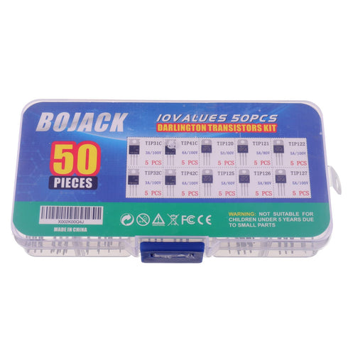 BOJACK 50 Pcs Silicon Epitaxial Power Transistor Assortment Kit - TIP31C, TIP32C, TIP41C, and More