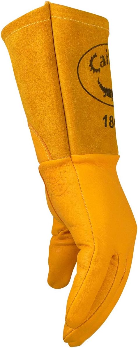 Caiman Premium Top Grain Goatskin MIG Welding Gloves - DuPont Kevlar Stitching, Unlined, 4-inch Gauntlet Cuff