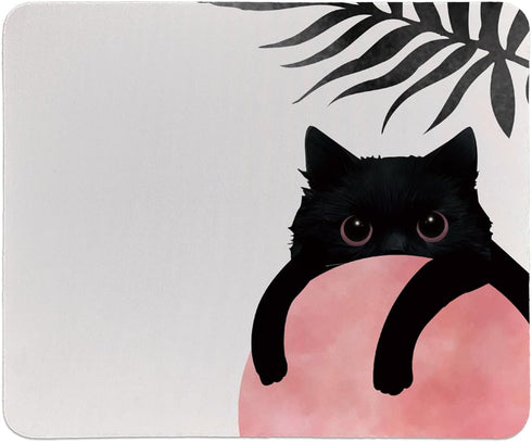 Personalized Black Cat Mouse Pads for Home Office, Mid Century Modern Minimalist Design, 9.5x7.9 inches