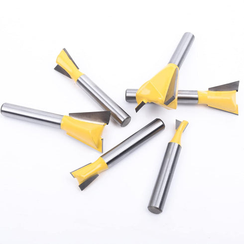 KOWOOD Dovetail Router Bit Set, 6 Sizes with 1/4 Inch Shank for Wood Milling Cutter Tool