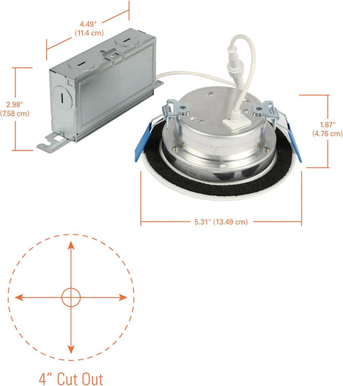 4 Dimmable 2700K-5000K, 650 LTC406FS5B HALO LT in Canless LED Recessed Light Indoor/Outdoor Ceiling Downlight, Wet