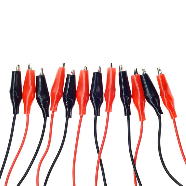 QTEATAK 3 Pairs of Alligator Clips with Wires, Test Cable Red-Black Wire Adhesive Design, 100cm/39.4 inches Long