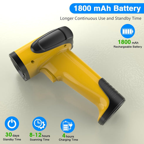alacrity 2.4GHz 1D 2D Wireless & Bluetooth Handheld Barcode Scanner, Triple Mode USB Laser Scanning Gun for Android iOS