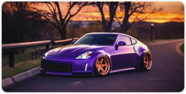 Large Gaming Mouse Pad, Purple JDM Car Racing Sunset, Extended Keyboard Computer Pad 23.6 x 11.8 inch
