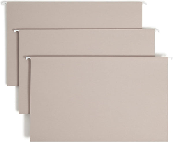 Smead TUFF Hanging File Folder, Legal Size, Easy Slide Tab, Steel Gray, 18 per Box (64093, Rod Color May Vary)