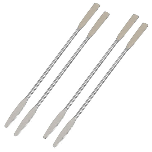 4 PCS Stainless Steel Lab Spatula, 6" Length Mini Double Ended Micro Spoon, Round & Tapered Arrow End, Laboratory