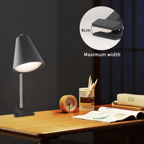 1 360Rotation LED Clip on Desk Lamp with USB Charging Port, Portable Gooseneck Clip on Lamp, Clamp Light Modern Table