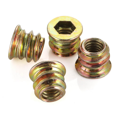 M8-1.25 x 15mm Threaded Insert for Wood Furniture, Zinc Plated Carbon Steel, 50 PCS with Hex Spanner
