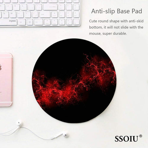 SSOIU Black Background Red Paint Explosion Burst Mouse Pad, Round 200x200x3mm