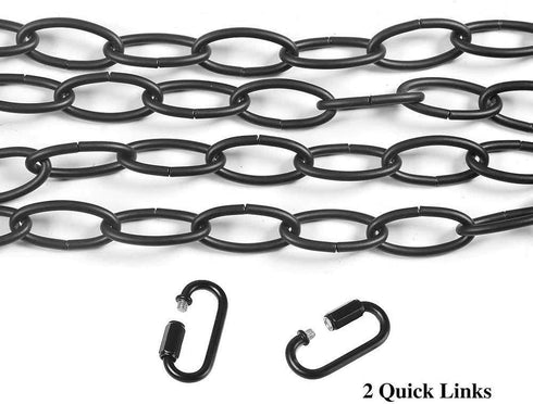 19-Feet 2 LNC Pendant Lighting Fixtures Chains, Ceiling Extra Loop Extension for Chandelier, Buckles, Black