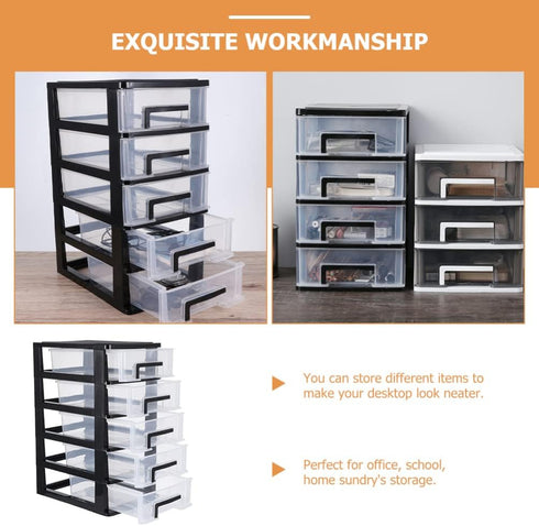 Cabilock Storage Drawers Desk Organizer with 5 Clear Plastic Drawers, Mini Storage Bin for Craft and Stationery