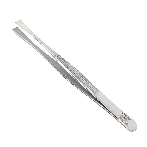 Stainless Steel Lab Forceps with Straight Flat Broad Tips, Perfect for Handling Membranes (4.75 in.)