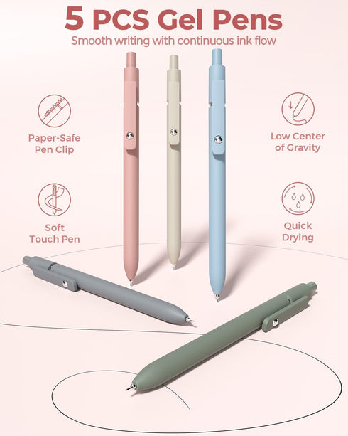 Four Candies 56 PCS Aesthetic School Supplies, Large Pencil Case, 6 Colored Ballpoint Pens, 12 Pastel Highlighters, Pink