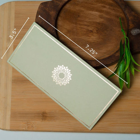 Shagun Envelope in Pistachio color with gold foil | 7.25" x 3.5" | Pack of 20 | Cash Money Envelopes | For Business gift, Christmas, Weddings, Diwali, Birthday, and festivals by Beyond Indus