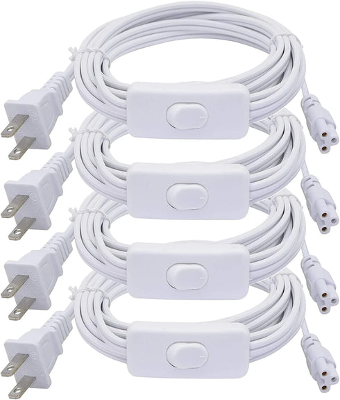 T5 T8 LED Tube Power Extension Cable with On/Off Switch, 4-Pack 6FT/1.8M LED T5/T8 Light Fixture Extension Wire