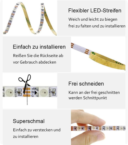 5mm WS2812B 6.6ft 120 0.19in Programmable 5V ALITOVE Individually Addressable RGB LED Strip Light LEDs Super Narrow