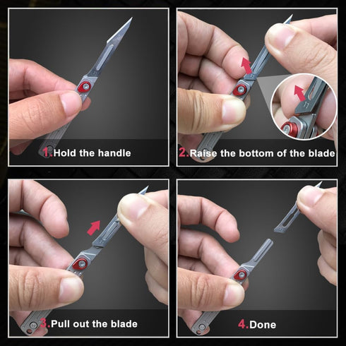 Mini Folding Pocket Knife with 10pcs Replaceable Surgical Blades, Keychain Utility Knives for Women and Men
