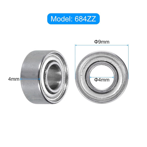 uxcell 5pcs 684ZZ Miniature Deep Groove Ball Bearings 4x9x4mm Double Shielded Bearings for Electric Motor, Home Appliances, Garden Machinery, P5 (ABEC 5)