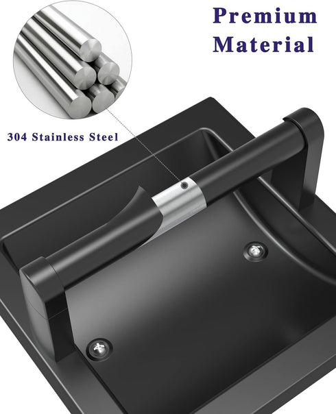 Set Modern Matte Black Recessed Toilet Paper Towel Holder Durable Metal Wall Mount for Space Saving Bathroom Design