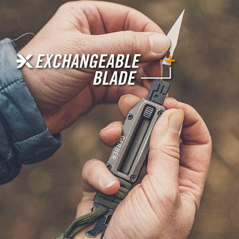 Gerber Gear Prybrid X Utility Knife with Pry Bar, Multi-Tool Pocket Razor Knife with Paracord, Urban Blue