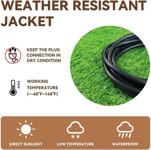 1 ft Lighted Outdoor Extension Cord, 12/3 SJTW Heavy Duty Black Cable with 3 Prong Grounded Plug, 15AMP