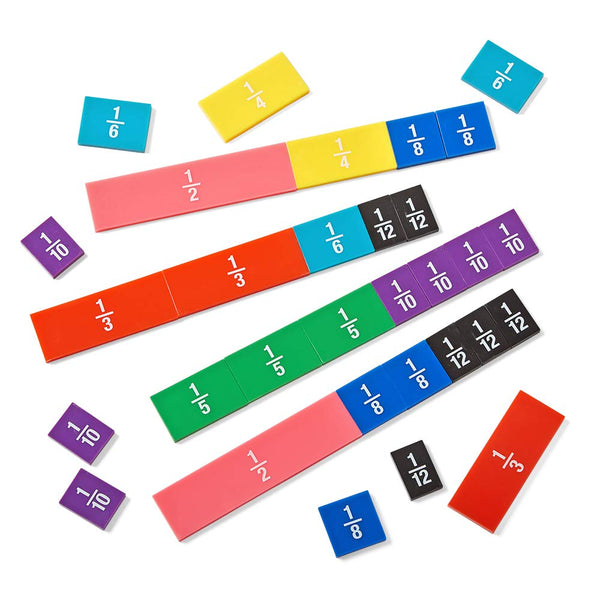 hand2mind Plastic Double-Sided Decimal and Fraction Tiles, Montessori Math Materials, Set of 51