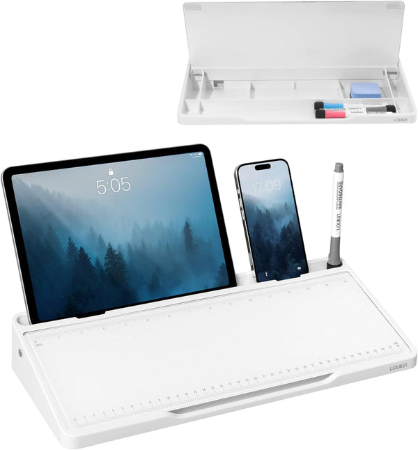 LOUKIN Glass Desktop Whiteboard, 15.3" x 5.6" with Dotted Surface, Includes 3 Markers and 1 Eraser