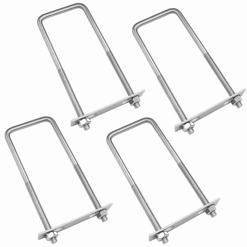 4 Sets 304 Stainless Steel Square U-Bolts, 3.15" Inner Width with Nuts for Trailer Accessories