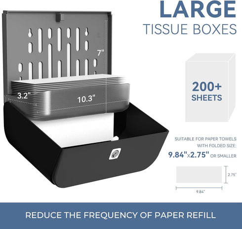 Commercial 10.7" 3.7" 8" Paper Towel Dispenser Wall Mount Adhesive Multifold Trifold cFold Folded Paper Hand Towel