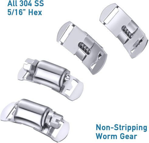 Hose Clamp Fasteners Only - 304 Stainless Steel Screw Worm Clamp Fasteners for DIY Adjustable Hose Clamp Kit