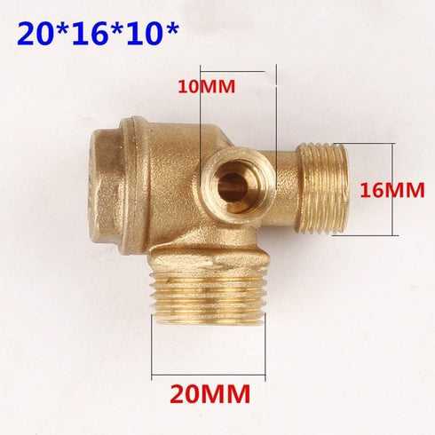 Gold Female Thread Check Valve 3-Port Brass Male Threaded Air Compressor Check Valve Central Pneumatic Air Compressor Accessories Air Compressor Replacement Parts,Valves,Check Valves