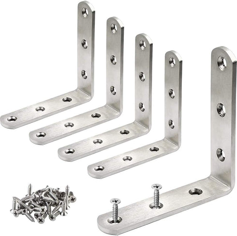 5 Pcs Stainless Steel Corner Brace L Bracket, 3 x 3 inch Heavy Duty 90 Degree Joint with Screw