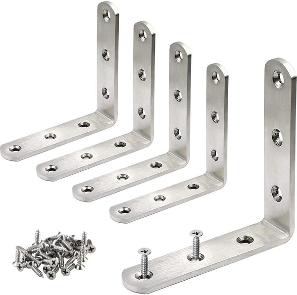 5 Pcs Stainless Steel Corner Brace L Bracket, 3 x 3 inch Heavy Duty 90 Degree Joint with Screw