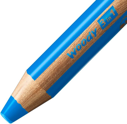 STABILO Multi-talented Pencil woody 3-in-1 - Single Pencil - Cyan Blue by STABILO