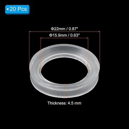 20pcs 22mm 15.9mm PATIKIL Tri Clamps Gasket, OD ID Sanitary TC Tri Clamps Gasket Tri Pipe Silicone Ferrule Washers Tube