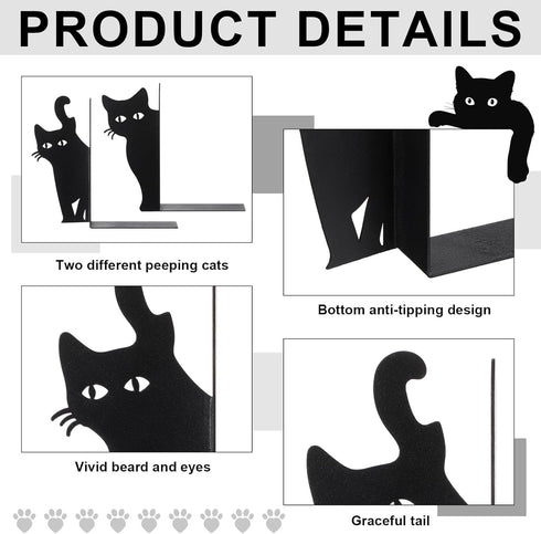 Generic Set 2 Cat Metal Bookends of Cute Cat Design Book Ends for Home Office Desk Shelves Reading Room Decor for Cat