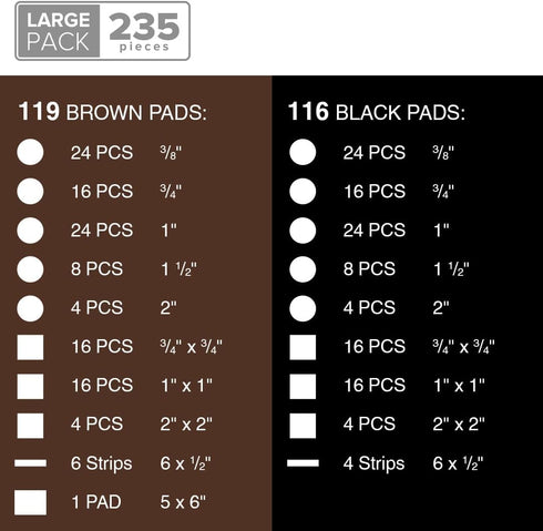 235 pcs Brown & Black Felt Furniture Pads by X-Protector for Hardwood Floors - Ideal Protectors for Furniture