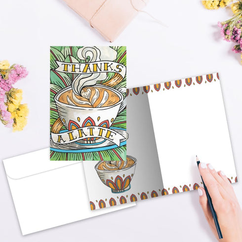 Tree-Free Greetings Thank You Cards, 12 Cards + White Envelopes, 4"x6", Artful Designs, 100% Recycled Paper, Made in
