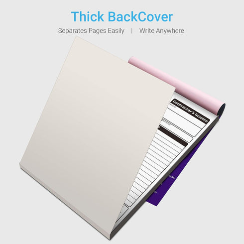 IMXYO 7.3 11 inches 3-Part 50 Sets Carbonless Contractor Invoice Receipt, x Estimate Book, with Carbon Copies