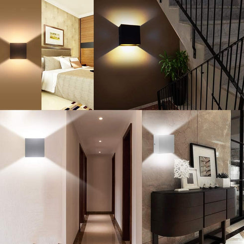 85-265V 6W dimmable) LED Modern Wall Sconce, AC Cube COB Wall Lamp Up and Down Wall Sconce for Corridor Stair Bedside