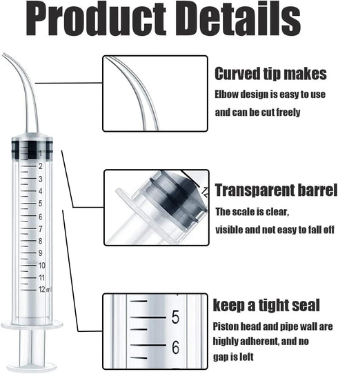 Plastic Syringe for Scientific Labs, 10 Pack Measuring Syringe Tools for Dispensing Multiple Uses (12 ml, 1)