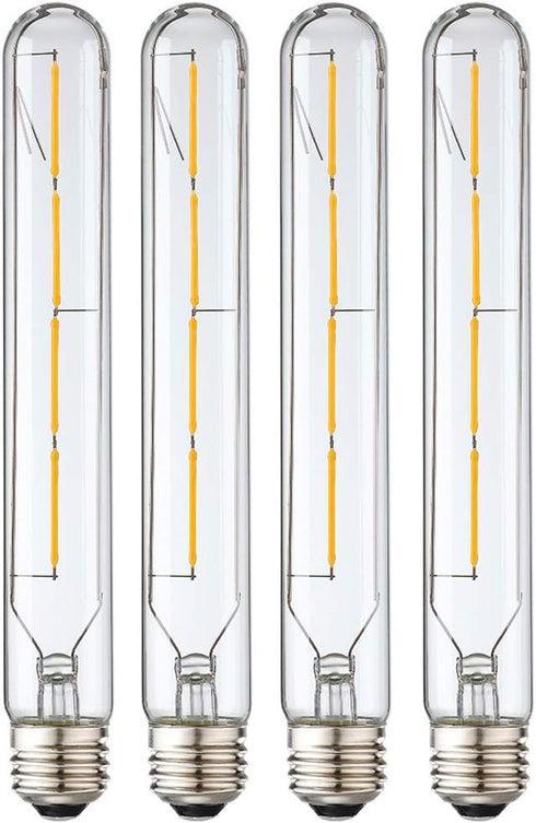 Leools T10 LED Long Bulbs, 4-Pack, 4W Dimmable Tubular Bulb, 40 Watt Equivalent, 2700K Warm White, E26 Edison Style