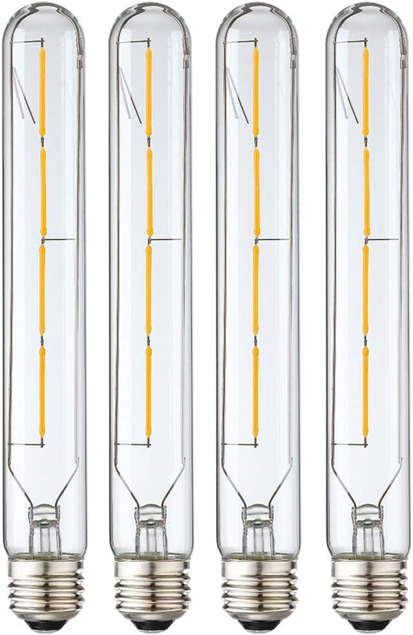 Leools T10 LED Long Bulbs, 4-Pack, 4W Dimmable Tubular Bulb, 40 Watt Equivalent, 2700K Warm White, E26 Edison Style