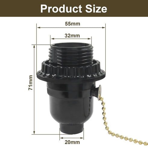 Aoserge 1 Pack E26 Threaded Lamp Socket Replacement with Pull Chain - Robust Aluminum Base Light Socket for Table