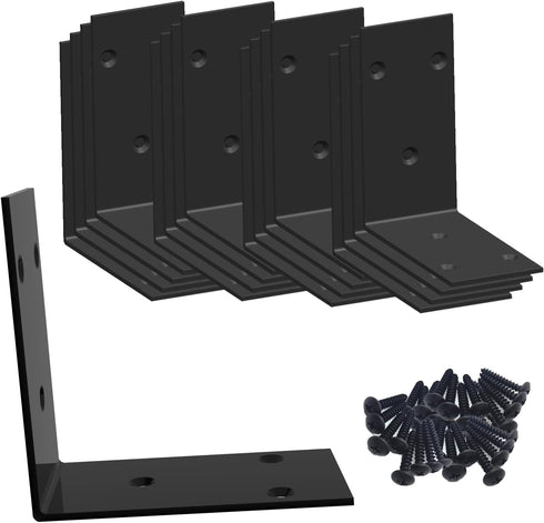 Aufuga (16) L Bracket,Raised Garden Bed Corner Brackets,Heavy Duty Corner Brace,Stainless Steel Shelf Bracket,Black