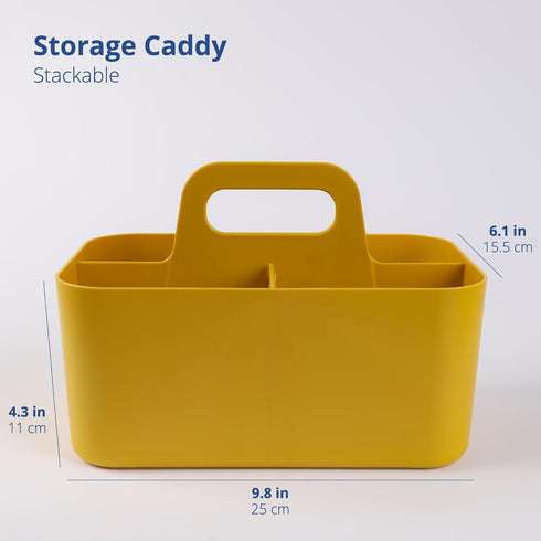 BLUE GINKGO Multipurpose Caddy Organizer - Stackable Plastic Caddy with Handle | Desk, Makeup, Dorm Caddy, Classroom Art Organizers (Made in Korea) - Yellow by BLUE GINKGO